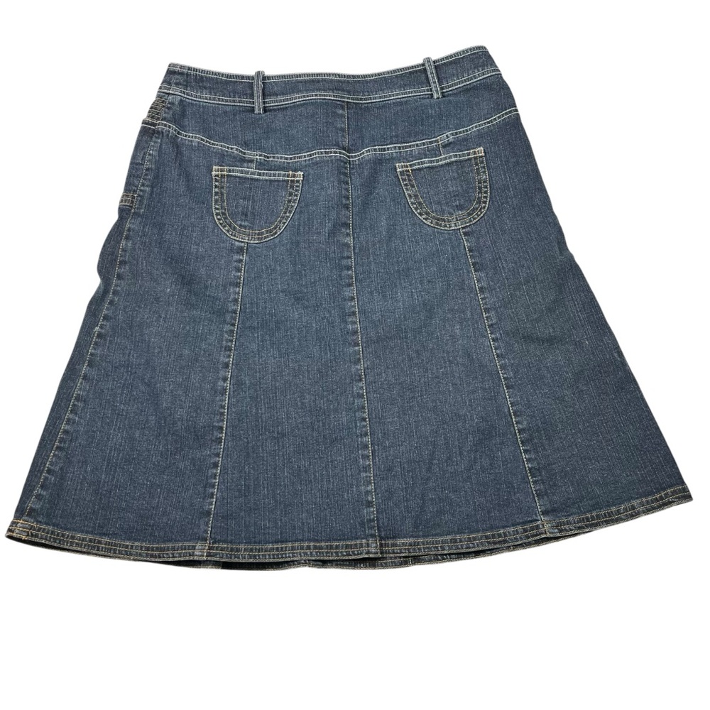 Vintage Y2K Dark Denim Pleated Longline Low Rise Jean Skirt Academia Size 4 - Picture 2 of 6